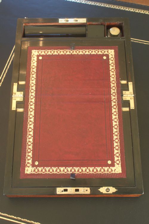 VICTORIAN BURR WALNUT WRITING SLOPE WITH SECRET DRAWERS - ADDITIONAL PHOTO 5