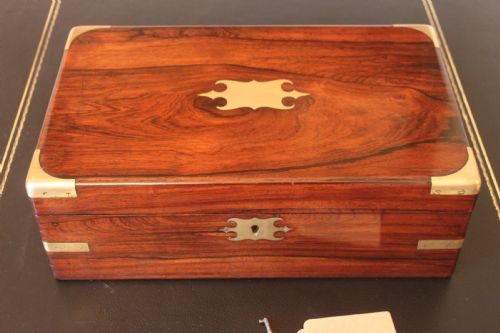 VICTORIAN AND BRASS BOUND ROSEWOOD WRITING SLOPE - ADDITIONAL PHOTO 1