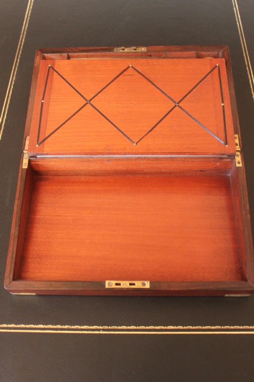 VICTORIAN AND BRASS BOUND ROSEWOOD WRITING SLOPE - ADDITIONAL PHOTO 7