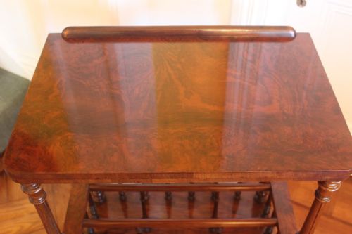 VICTORIAN BURR WALNUT CANTERBURY WHATNOT - ADDITIONAL PHOTO 2