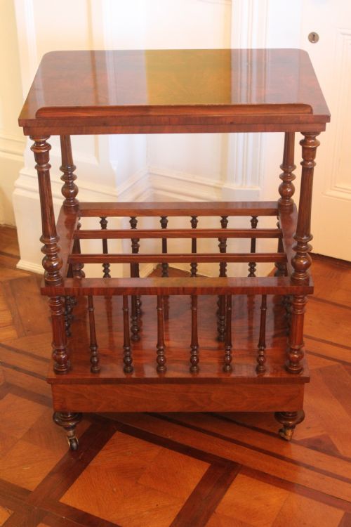 VICTORIAN BURR WALNUT CANTERBURY WHATNOT - ADDITIONAL PHOTO 5