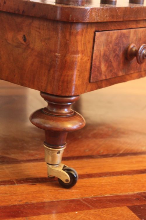VICTORIAN BURR WALNUT CANTERBURY WHATNOT - ADDITIONAL PHOTO 8