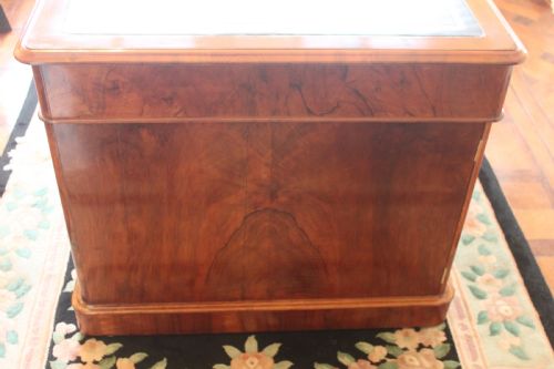 VICTORIAN BURR WALNUT PARTNERS DESK BY EDWARDS ROBERTS - ADDITIONAL PHOTO 4