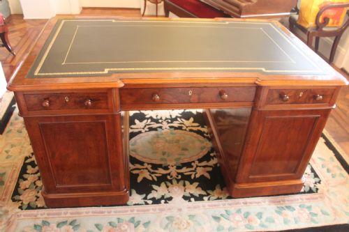 VICTORIAN BURR WALNUT PARTNERS DESK BY EDWARDS ROBERTS - ADDITIONAL PHOTO 5