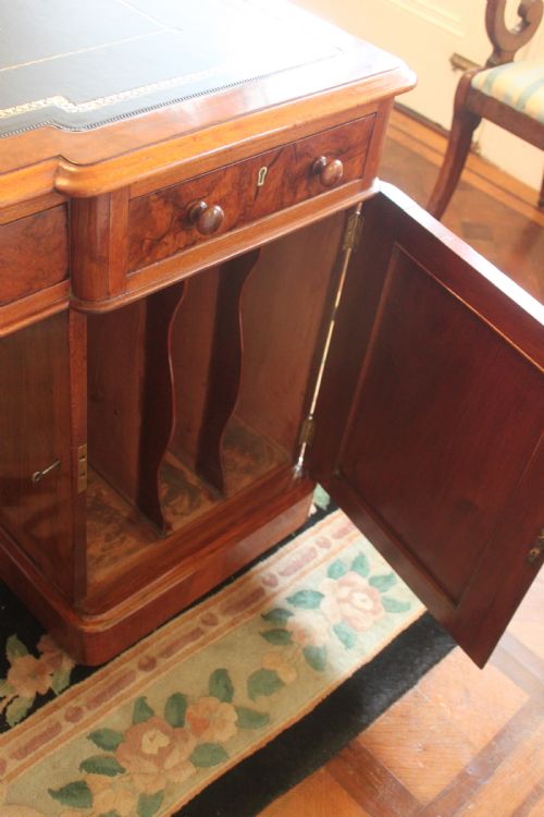 VICTORIAN BURR WALNUT PARTNERS DESK BY EDWARDS ROBERTS - ADDITIONAL PHOTO 6
