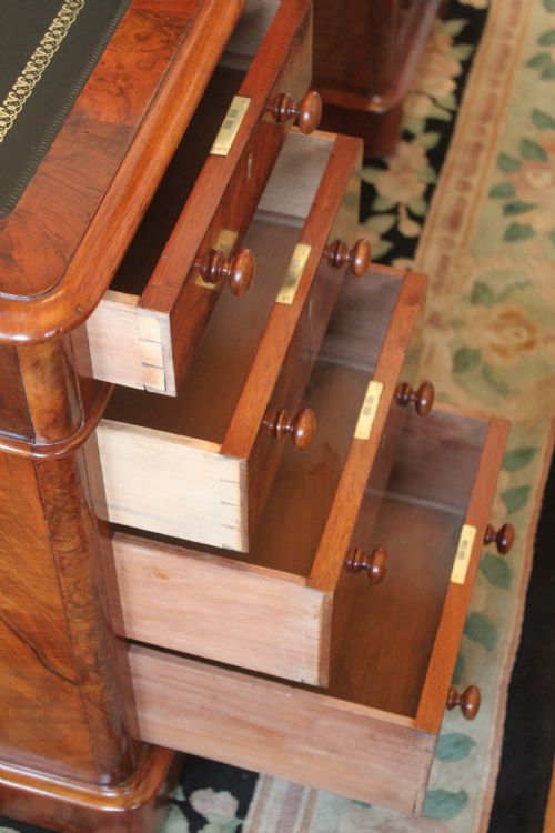 VICTORIAN BURR WALNUT PARTNERS DESK BY EDWARDS ROBERTS - ADDITIONAL PHOTO 11