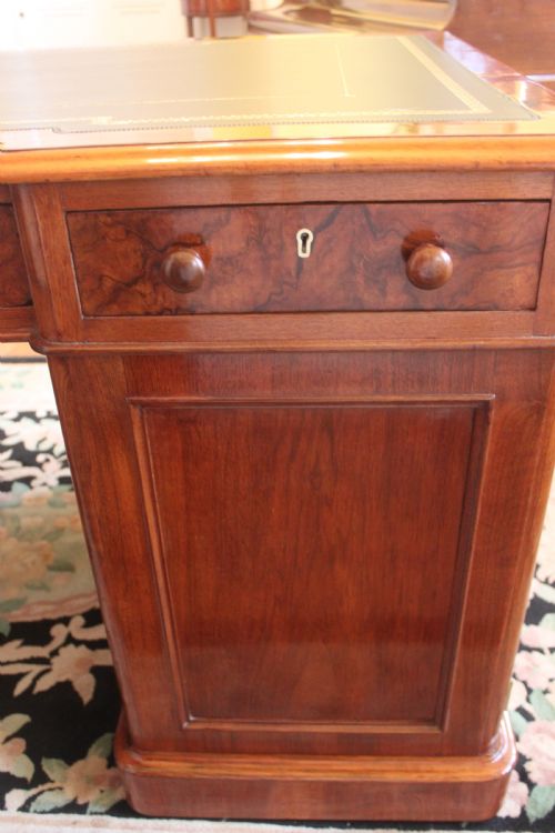 VICTORIAN BURR WALNUT PARTNERS DESK BY EDWARDS ROBERTS - ADDITIONAL PHOTO 16