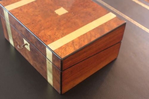 VICTORIAN BRASS BOUND WRITING SLOPE - ADDITIONAL PHOTO 1