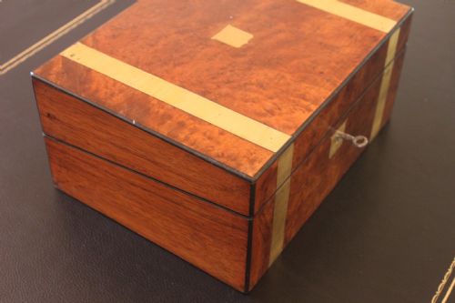 VICTORIAN BRASS BOUND WRITING SLOPE - ADDITIONAL PHOTO 2