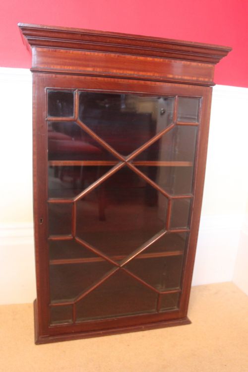 late 19th century mahogany 13 panel glazed wall cabinet - CATEGORY: ANTIQUE CABINETS - DATED EDWARDIAN