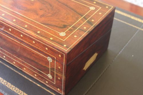 REGENCY ROSEWOOD AND BRASS INLAID WRITING SLOPE - ADDITIONAL PHOTO 2