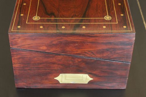 REGENCY ROSEWOOD AND BRASS INLAID WRITING SLOPE - ADDITIONAL PHOTO 4