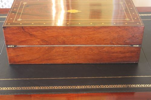 REGENCY ROSEWOOD AND BRASS INLAID WRITING SLOPE - ADDITIONAL PHOTO 5