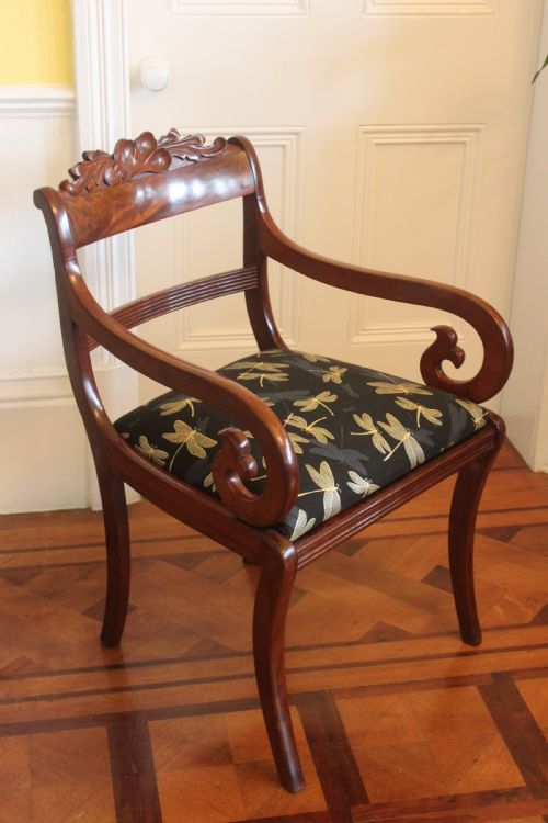 REGENCY PERIOD MAHOGANY SABRE LEG ARMCHAIR - ADDITIONAL PHOTO 1