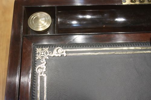 VICTORIAN ROSEWOOD AND PEWTER LINE INLAID WRITING SLOPE - ADDITIONAL PHOTO 10