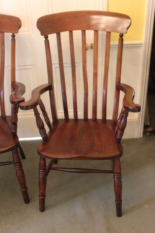 A SET OF THREE BEECH AND ELM SEATED VICTORIAN KITCHEN FARMHOUSE CHAIRS - ADDITIONAL PHOTO 1