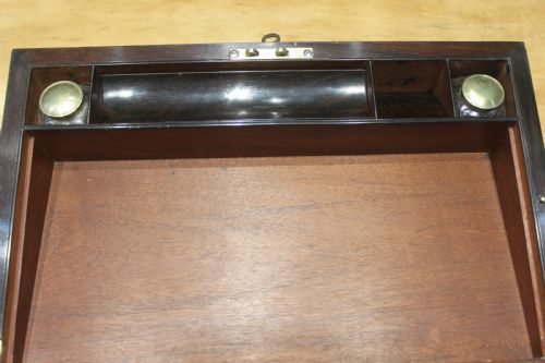 ROSEWOOD AND BRASS INLAID REGENCY WRITING SLOPE - ADDITIONAL PHOTO 8