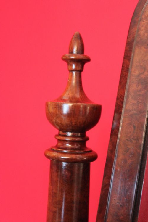 AN OUTSTANDING QUALITY LARGE VICTORIAN BURR WALNUT TOILET MIRROR - ADDITIONAL PHOTO 7