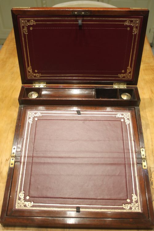 LATE GEORGIAN MAHOGANY CAMPAIGN BIFOLD WRITING SLOPE - ADDITIONAL PHOTO 7