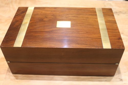 VICTORIAN WALNUT BRASS BOUND WRITING SLOPE - ADDITIONAL PHOTO 2