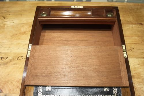 VICTORIAN WALNUT BRASS BOUND WRITING SLOPE - ADDITIONAL PHOTO 7