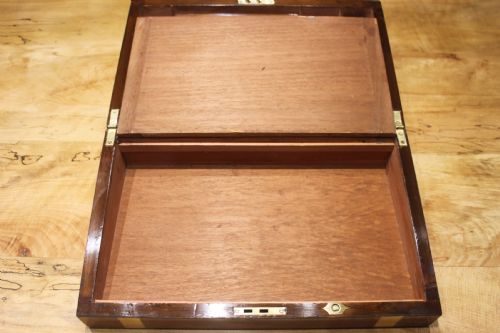 VICTORIAN WALNUT BRASS BOUND WRITING SLOPE - ADDITIONAL PHOTO 8