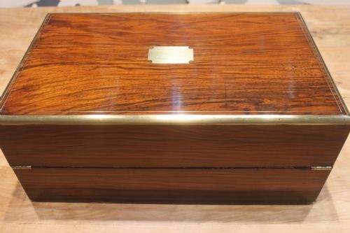 WRITING SLOPE BURR WALNUT BRASS BOUND WITH SECRET DRAWERS - ADDITIONAL PHOTO 4