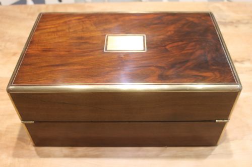 VICTORIAN WALNUT WRITING SLOPE BRASS BOUND WITH SECRET DRAWERS - ADDITIONAL PHOTO 2