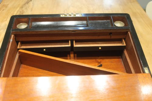 VICTORIAN WALNUT WRITING SLOPE BRASS BOUND WITH SECRET DRAWERS - ADDITIONAL PHOTO 12