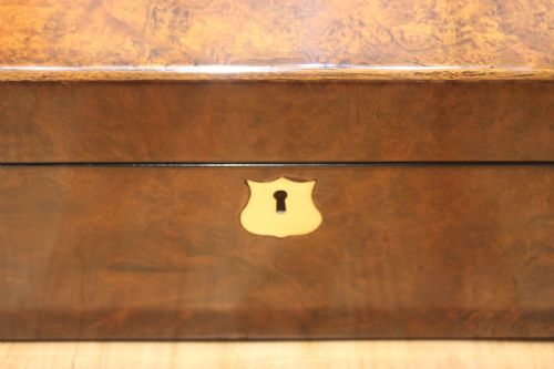 A VICTORIAN BURR WALNUT WRITING SLOPE - ADDITIONAL PHOTO 4
