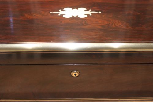19TH CENTURY ROSEWOOD AND BRASS INLAID WRITING SLOPE - ADDITIONAL PHOTO 1