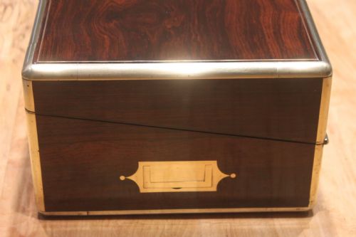 19TH CENTURY ROSEWOOD AND BRASS INLAID WRITING SLOPE - ADDITIONAL PHOTO 4