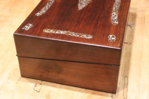 ROSEWOOD AND MOTHEROF PEARL INLAID WRITING SLOPE - ADDITIONAL PHOTO 2
