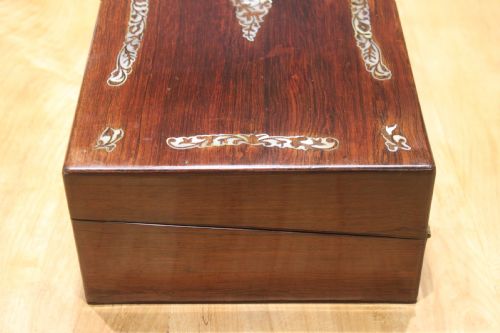 ROSEWOOD AND MOTHEROF PEARL INLAID WRITING SLOPE - ADDITIONAL PHOTO 4