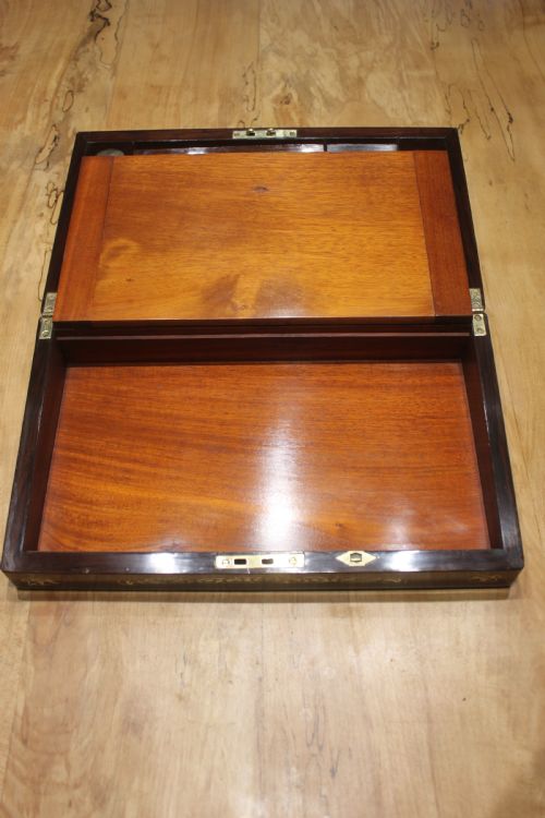 ROSEWOOD AND MOTHEROF PEARL INLAID WRITING SLOPE - ADDITIONAL PHOTO 8