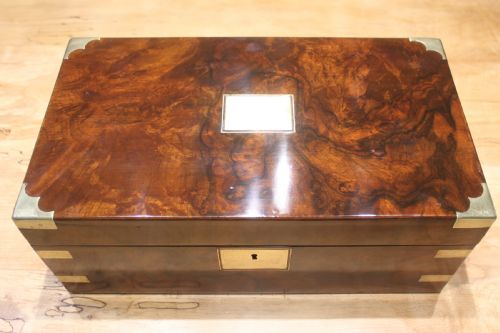 A LARGE GOOD QUALITY BURR WALNUT VICTORIAN WRITING SLOPE - ADDITIONAL PHOTO 4
