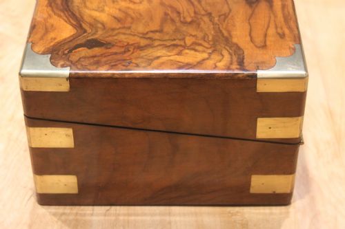 VICTORIAN BRASS BOUND WALNUT WRITING SLOPE - ADDITIONAL PHOTO 3