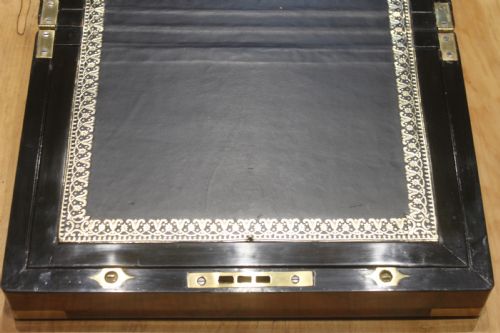 VICTORIAN BRASS BOUND WALNUT WRITING SLOPE - ADDITIONAL PHOTO 6