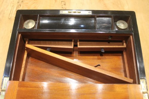 VICTORIAN BRASS BOUND WALNUT WRITING SLOPE - ADDITIONAL PHOTO 10