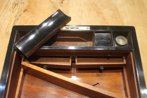 VICTORIAN BRASS BOUND WALNUT WRITING SLOPE - ADDITIONAL PHOTO 11