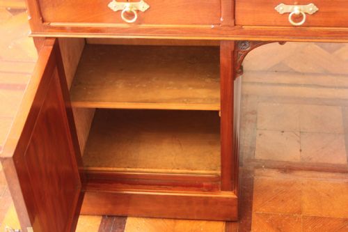 LATE 19TH CENTURY AMERICAN WALNUT PEDESTAL PARTNERS DESK - ADDITIONAL PHOTO 9