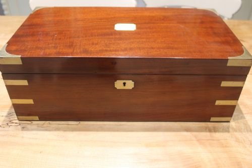 GEORGIAN MAHOGANY AND BRASS BOUND CAMPAIGN WRITING SLOPE - ADDITIONAL PHOTO 1