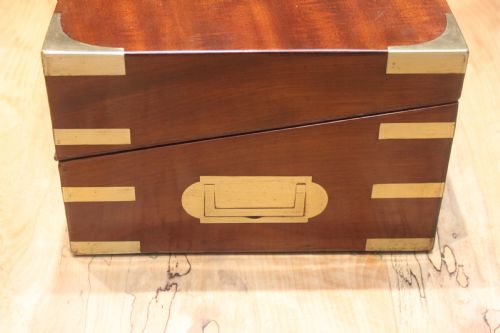 GEORGIAN MAHOGANY AND BRASS BOUND CAMPAIGN WRITING SLOPE - ADDITIONAL PHOTO 2