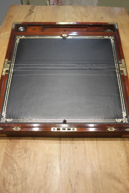GEORGIAN MAHOGANY AND BRASS BOUND CAMPAIGN WRITING SLOPE - ADDITIONAL PHOTO 4
