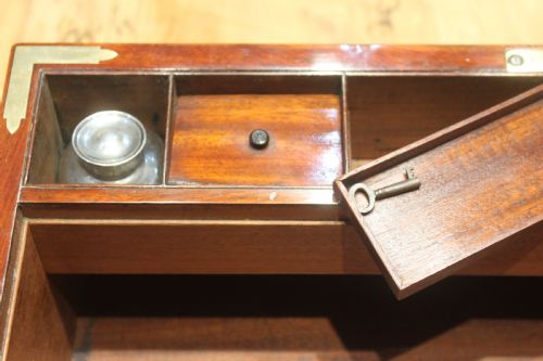 GEORGIAN MAHOGANY AND BRASS BOUND CAMPAIGN WRITING SLOPE - ADDITIONAL PHOTO 12
