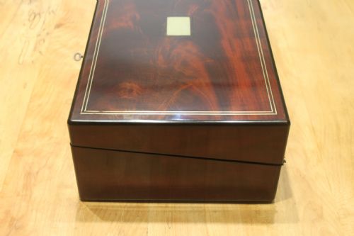 VICTORIAN MAHOGANY AND BRASS INLAID WRITING SLOPE - ADDITIONAL PHOTO 3