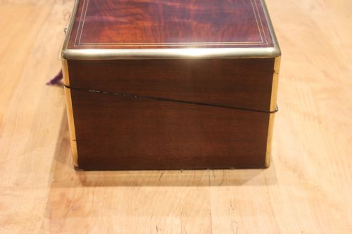 BURR WALNUT WRITING SLOPE WITH BRAMAH LOCK KEY - ADDITIONAL PHOTO 3