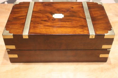 VICTORIAN WALNUT BRASS BOUND WRITING SLOPE - ADDITIONAL PHOTO 2