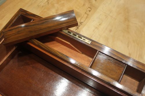 VICTORIAN WALNUT BRASS BOUND WRITING SLOPE - ADDITIONAL PHOTO 9