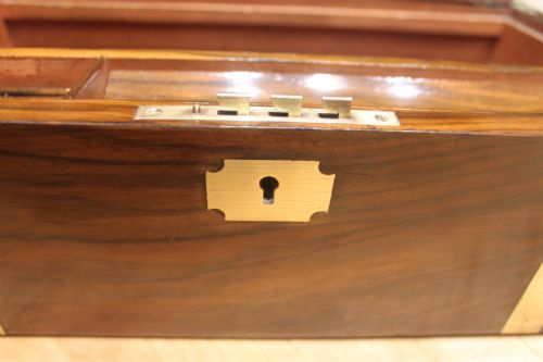 VICTORIAN WALNUT BRASS BOUND WRITING SLOPE - ADDITIONAL PHOTO 10